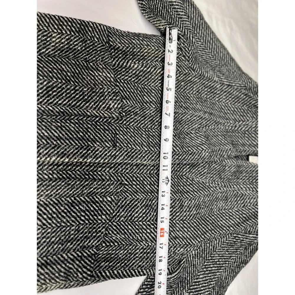 H&M Black and White One Button Blazer- Herringbone Pattern Size 6 - Picture 2 of 12